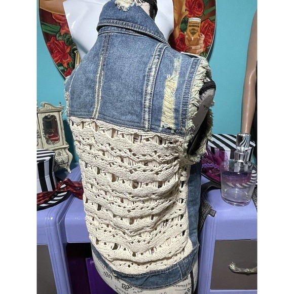 Free People Distressed Denim Vest - Picture 2 of 4